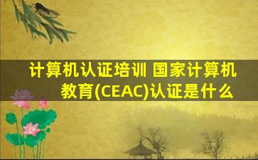 计算机认证培训 *计算机教育(CEAC)认证是什么